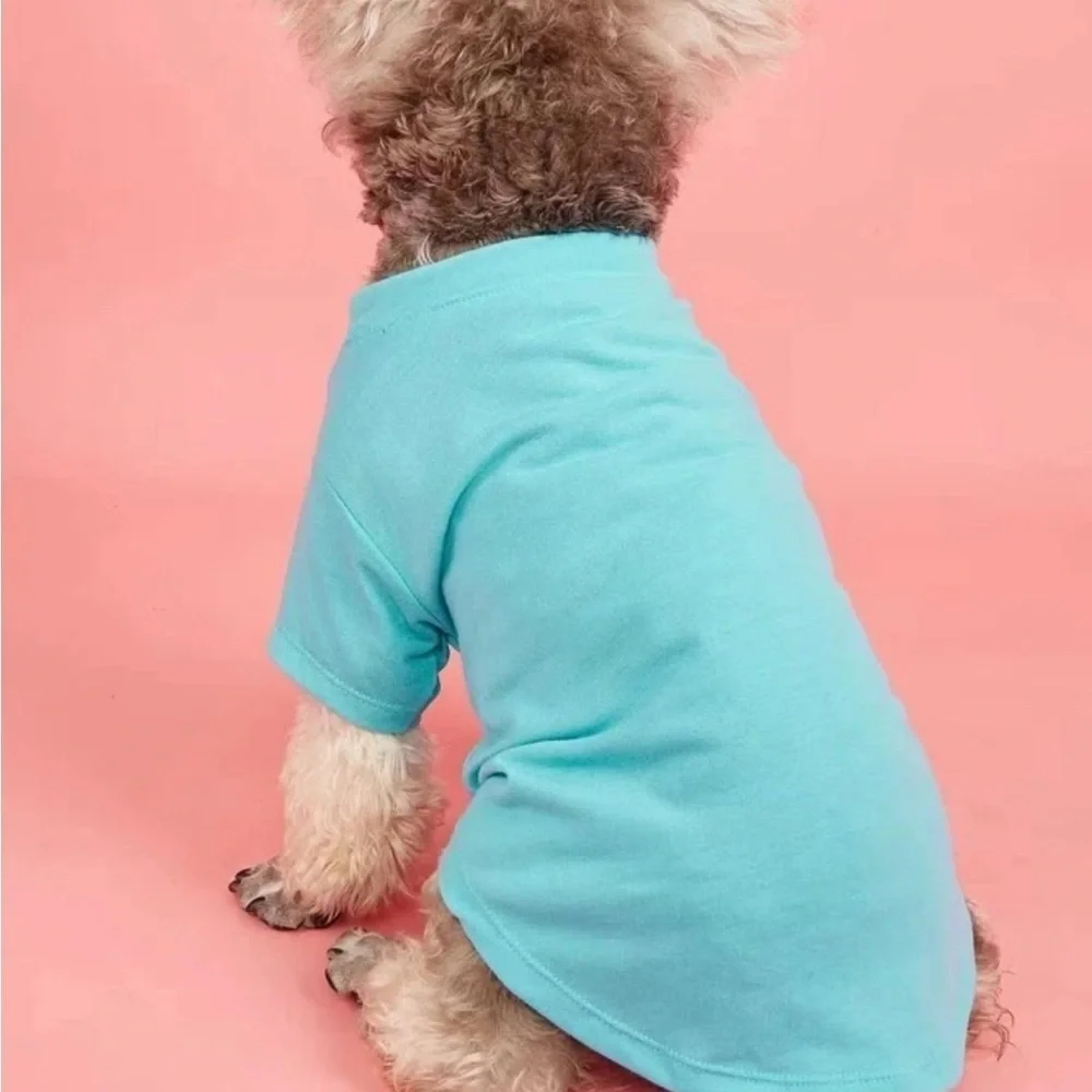 Small Dog Or Cat Pet Tee T-Shirt Best Friends Aqua Blue Clothing